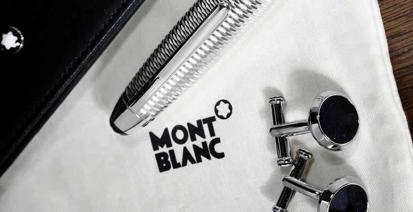 Montblanc 35mm Reversible Leather Belt Blue/Grey 131193