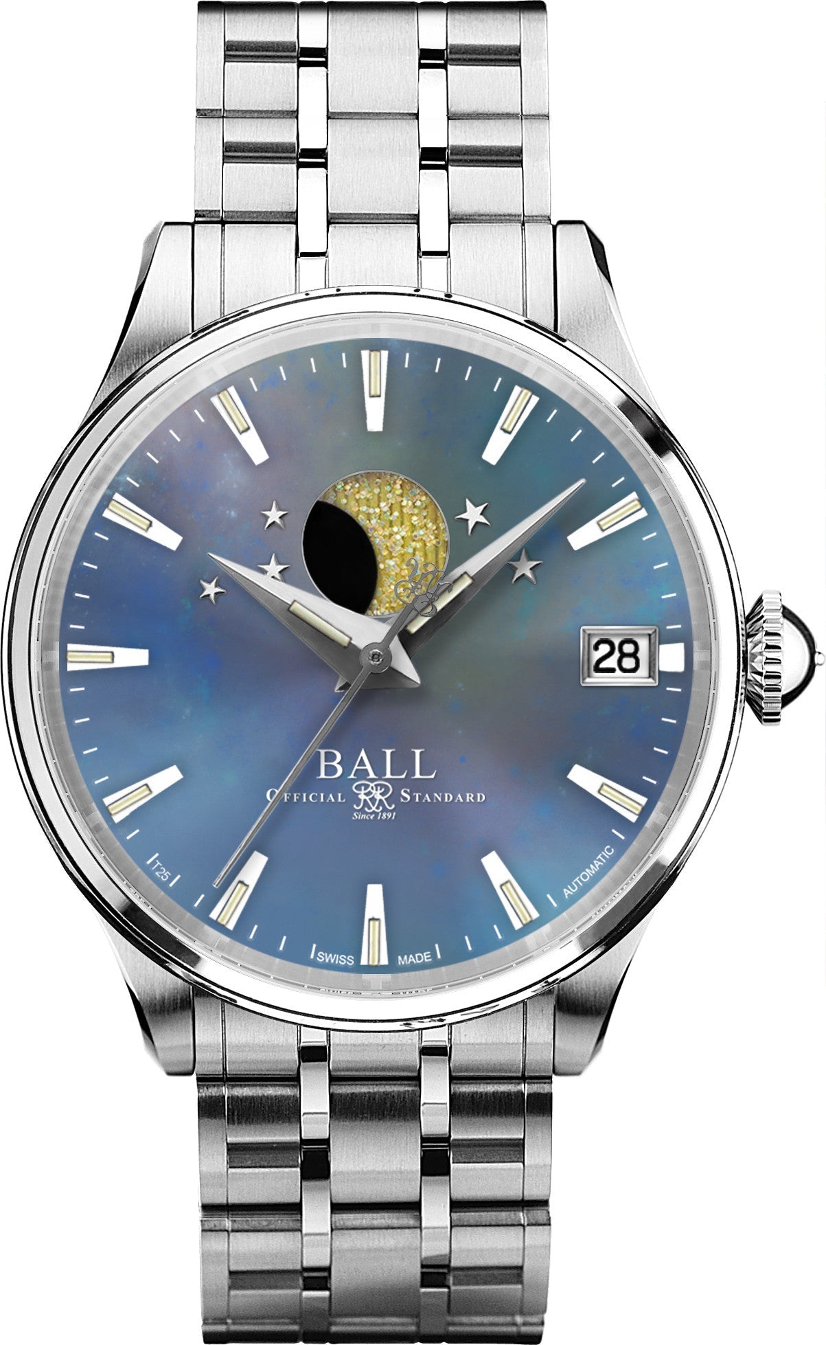 Ball trainmaster moon phase ladies sale