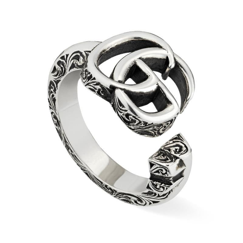 Gucci Double G Detail Aged Sterling Silver Ring D YBC627760001 C W Sellors Fine Jewellery