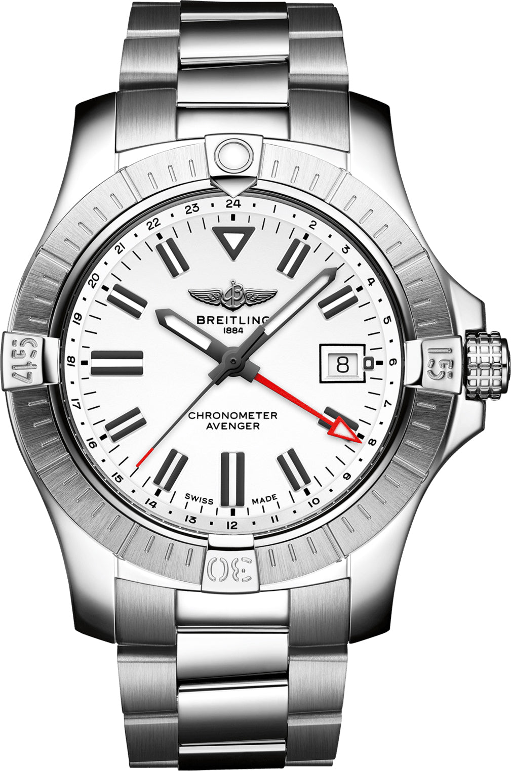 A32397101A1A1 Breitling Watch Avenger Automatic GMT 43 White Bracelet D