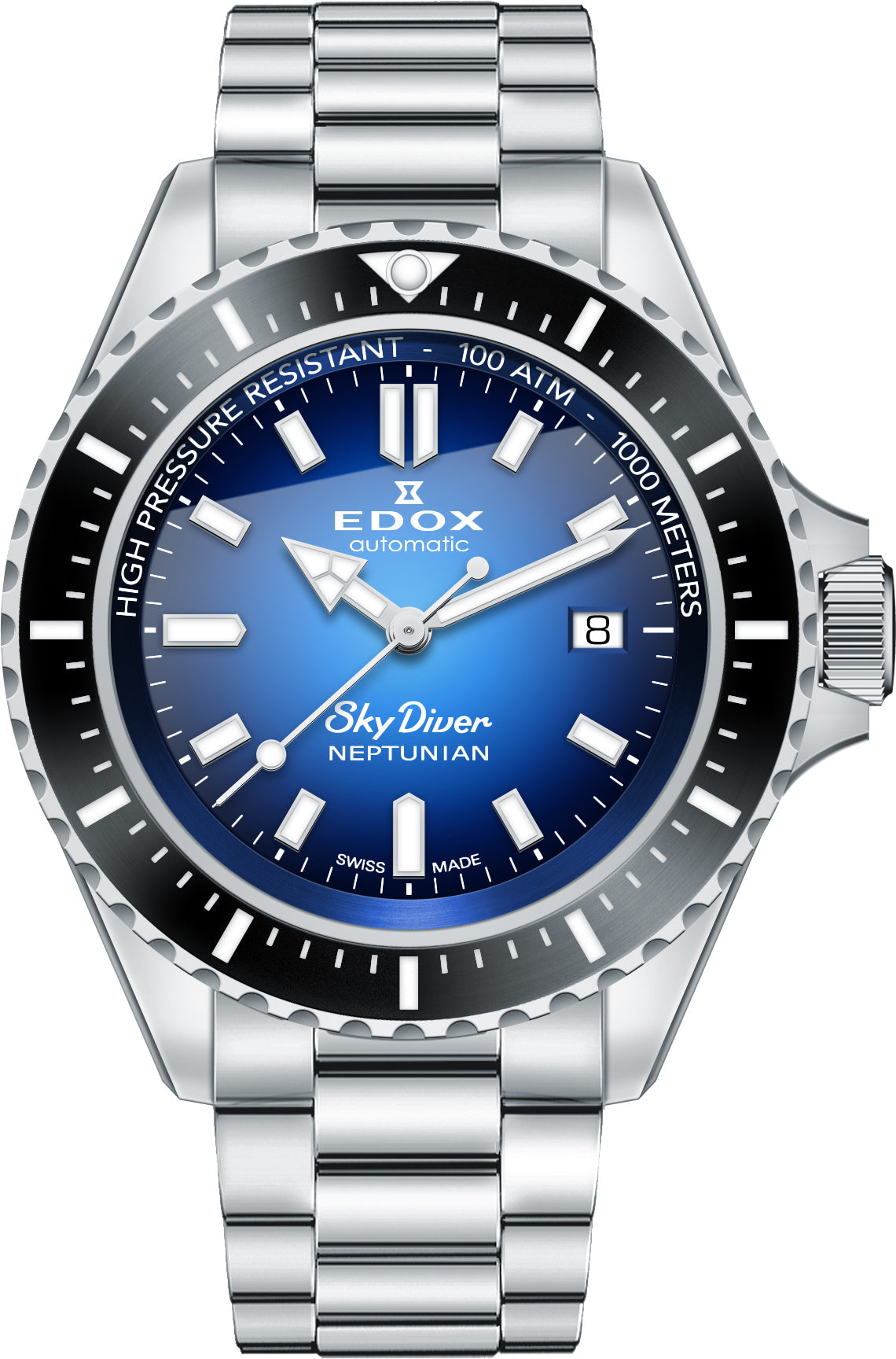 Edox Skydiver Neptunian Automatic 3 Hands 80120 3NM BUIDN C W Sellors Fine Jewellery