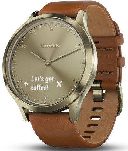 Garmin Watch Vivomove HR Gold Tone with Light Brown Leather Band D 010 01850 05 C W Sellors Luxury Watches