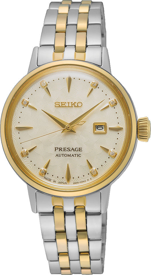 Seiko Presage Cocktail Time White Lady Diamond Twist SRE010J1 C W Sellors Fine Jewellery