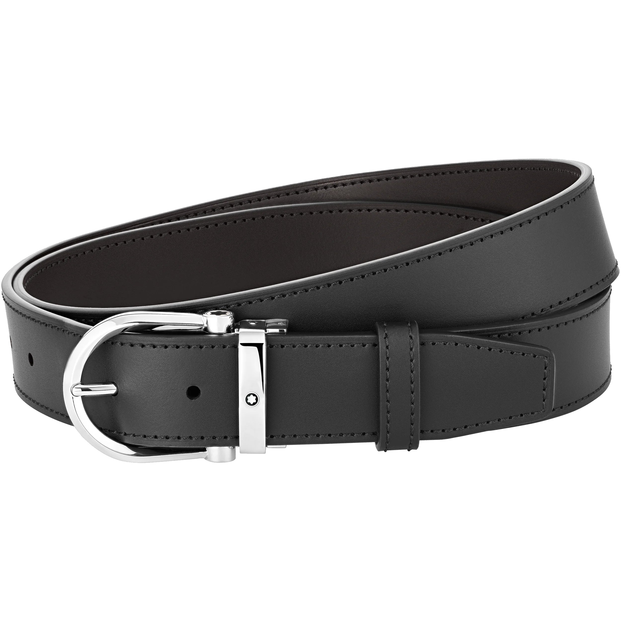 Montblanc Men's Black & Brown Reversible Leather Belt