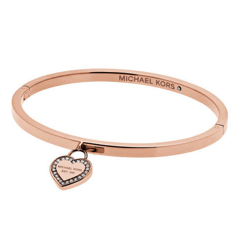 Michael Kors Rose Gold Tone Logo Heart Bangle MKJ5039 C W Sellors Fine Jewellery