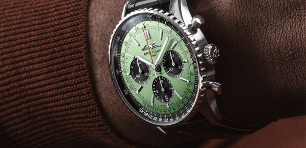 breitling navitimer chronograph mint green leather