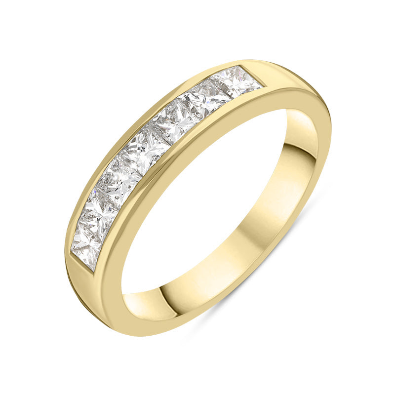 18ct Yellow Gold Diamond Princess Cut Channel Set Half Eternity Ring ...