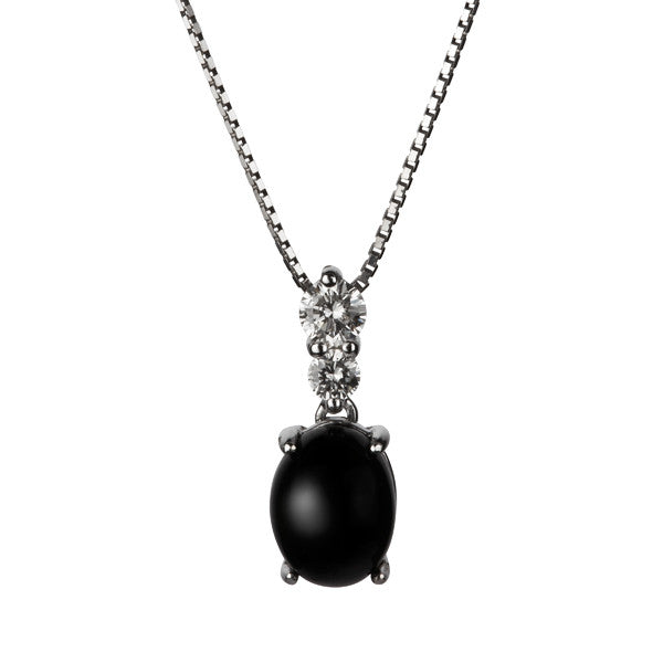 Whitby Jet Pendant Diamond 18ct White Gold P1798 | C W Sellors Fine ...