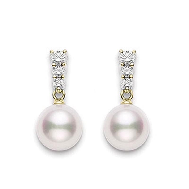 Mikimoto diamond clearance and pearl earrings