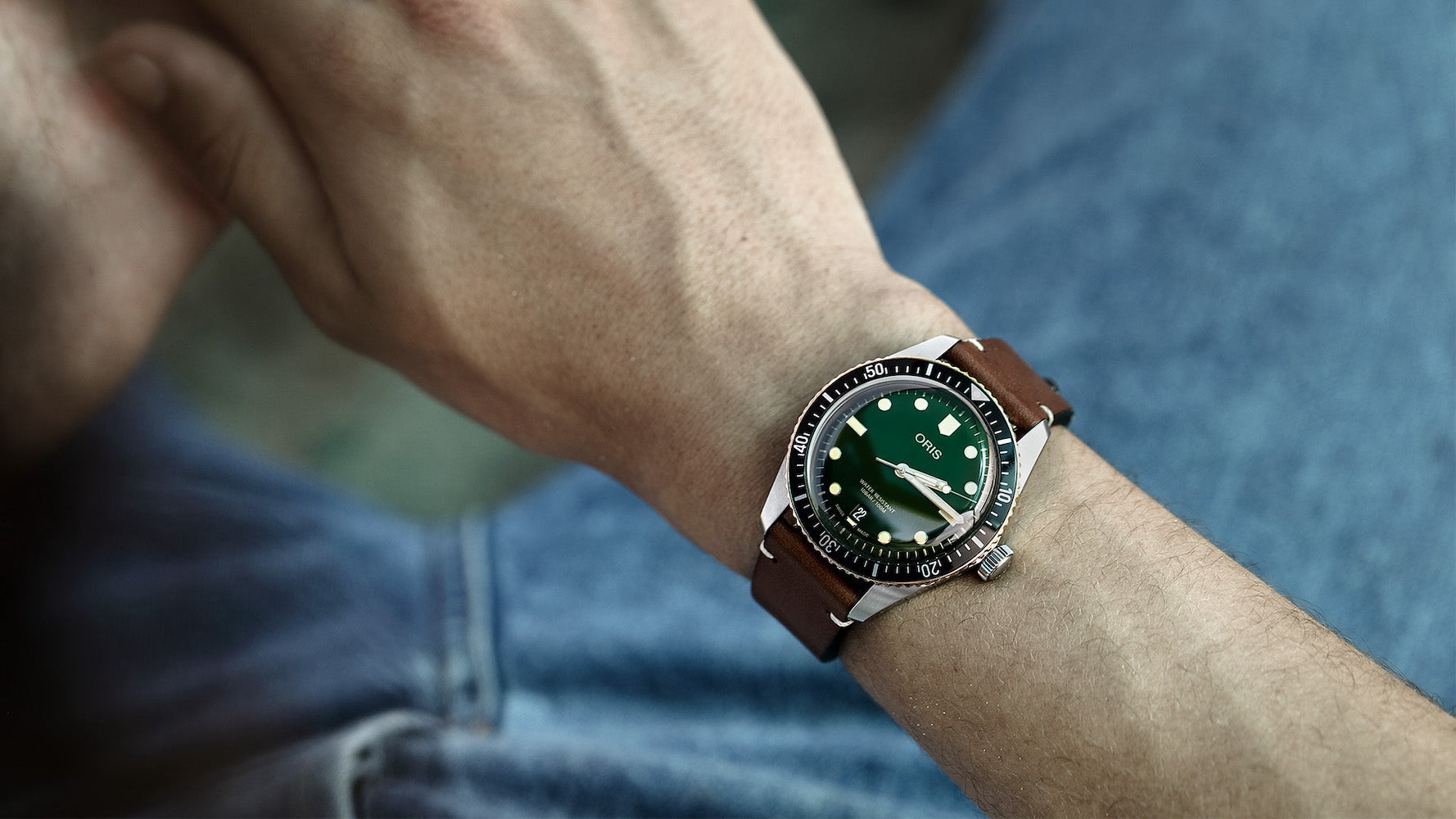 Oris Divers Sixty Five Oceanic Green 01 733 7707 4357 07 5 20 45 C W Sellors Fine Jewellery