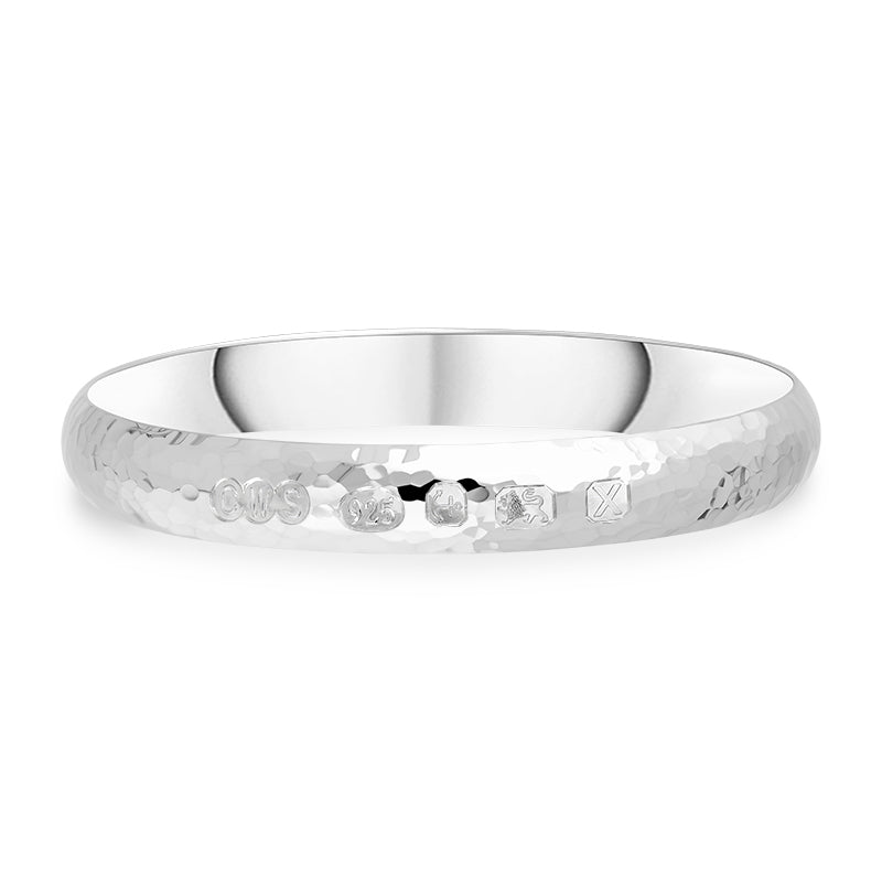 Sterling Silver Hallmark 10mm Hammered Bangle